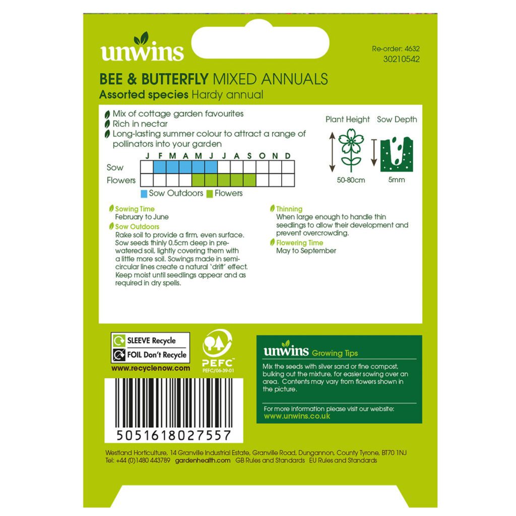 Unwins Mixed Bee & Butterfly Seeds 5051618027557 2